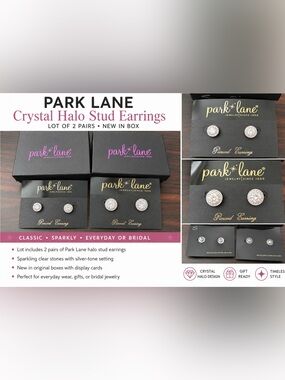 Park Lane Crystal Halo Stud Earrings Lot of 2 NIB Gift Boxe
